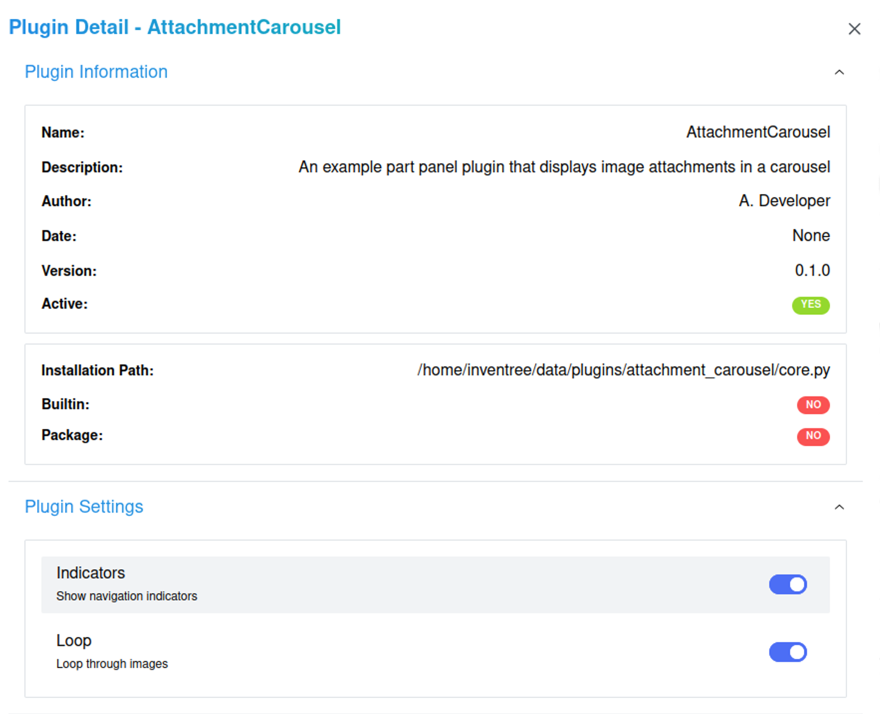 Attachment Carousel Inventree Admin interface screenshot Attachment Carousel Inventree Admin interface screenshot