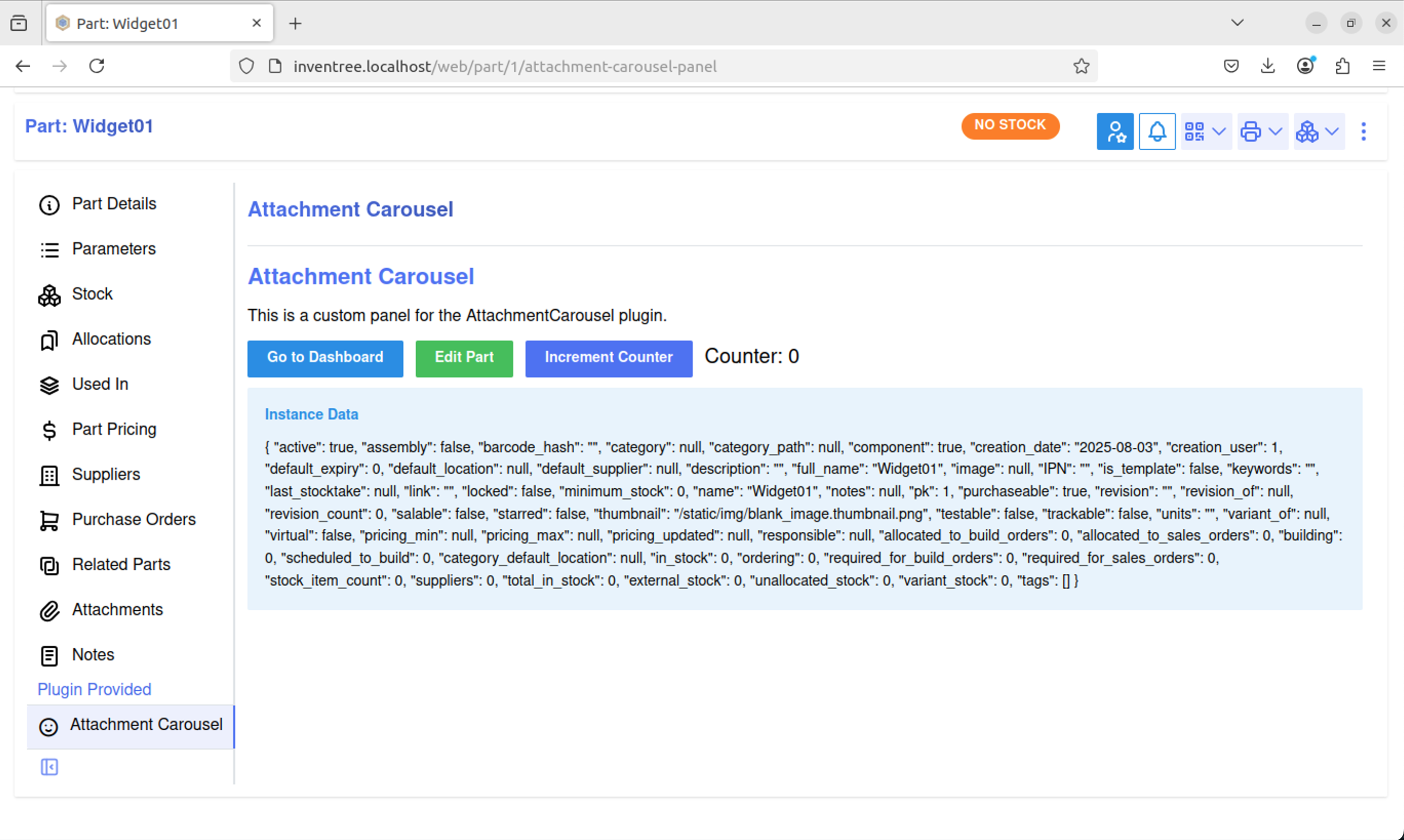 Attachment Carousel in Inventree panel screenshot Attachment Carousel in Inventree panel screenshot