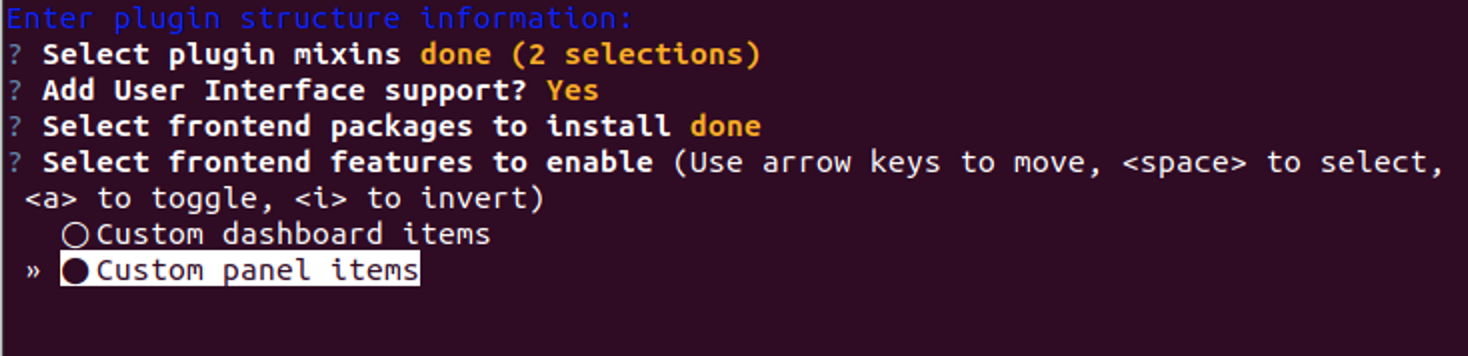 Plugin Wizard Screenshot showing items Plugin Wizard Screenshot showing items