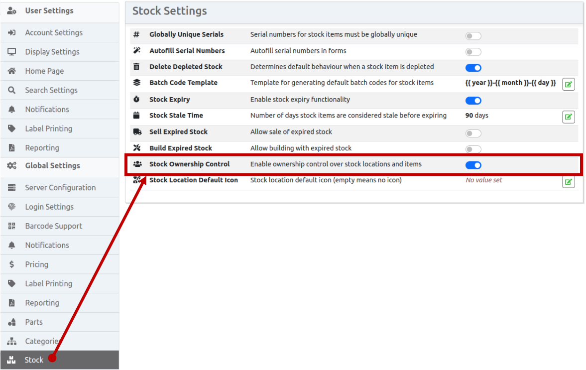 Enable stock ownership feature