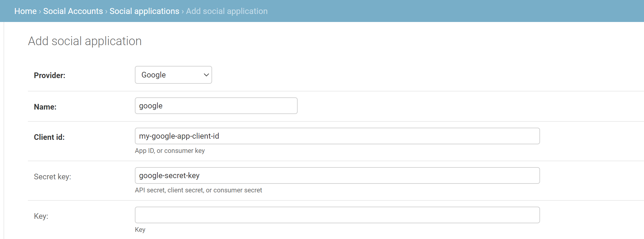 Configure Social Application
